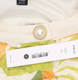 Aqua Button Front Linen-Blend Floral Vest TC6802BL Brown Multi M