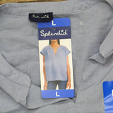 Splendid Women's Linen Blend Tunic Top 177097 Blue L