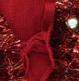33 Degrees Tinsel Garland Holiday Bells Front Tie Cardigan Red S