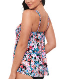 Swim Solutions Womens Blushing Pleated Tankini Swim Top 806836 Pink Multi 10