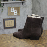 INC International Concepts Side Zip Low Heel Ankle Booties Truffle Brown 5M