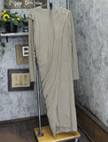 Donna Karan Womens Long Sleeve Wrap Mixed Media Maxi Dress Gown Brown L