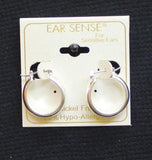 Ear Sense Hypoallergenic Dangly Huggie Hoop Earrings Silver Gray 1"