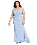 B Darlin Womens Trendy Plus Size Glitter-Knit Prom Dress Gown 5DH8978