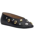 INC International Concepts Womens Rachany Hardware Flats Black Smooth 8M