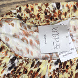 Kasper Womens Plus Size Printed Extended Shoulder Keyhole Blouse Brown Multi 1X