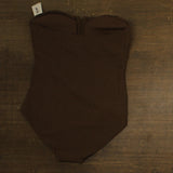 DKNY Womens Textured Shirred One-Piece Swimsuit DIMMS605 Mocha Brown 2XL