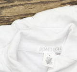 Planet Gold Ribbed Short Sleeve Point Collar Short Fit  Flare Dress White L