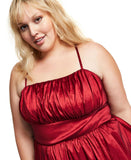 B. Darlin Womens Trendy Plus Size High-Low Gathered Dress 9328910 Ruby Red 16W
