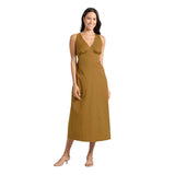 A New Day Sleeveless Adjustable Strap Open Back Maxi Dress Olive Brown XS