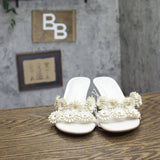 A New Day Dalia Heels Floral Embellished Kitten Sandals Cream Off White 8M