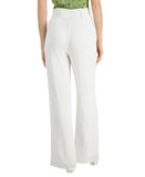 Womens Drawstring Elastic Waist Wide Leg Pants White S