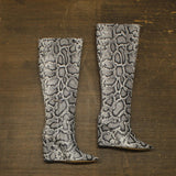 Michael Michael Kors Wedge Knee-High Pointed Toe Zip Boots Black Snake 5.5M