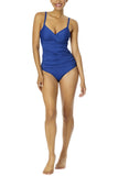 Anne Cole In Color Twist Front Underwire Tankini Swim Top Slate Blue 32DD/34D