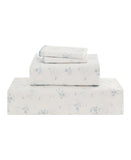 Elmwood Home Callie Floral 200-Thread Count Cotton 4-Piece Sheet Set Blue Queen