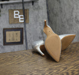 On 34th Womens Jeules Pointed-Toe Slip-On Pumps Heels Silver Glitter Gray 7M