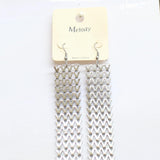 Melody Dangly Chevron Link Chain Earrings Silver Gray 5"