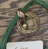 Erica Lyons Strand Corded Ring Nest Knot Pendant Necklace Gold / Green 17" + 3"