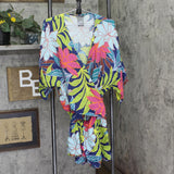 Vince Camuto Plunging V-Neck Romper Cover-Up V1J916 Blue Multi M