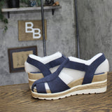 Easy Street Womens Freeport Wedge Heeled Sandals FREEPORT Navy Blue 8.5M