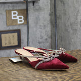 A New Day Womens Velvet Gwen Rhinestone Bow Heels 94656738 Burgundy Red 7.5M