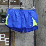 Nike Womens Running Shorts with Attached Briefs Royal Blue / Neon Green L