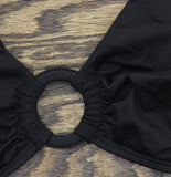 Lauren Ralph Lauren Beach Club Solid Macrame Ring Top Swim Bikini Black 12