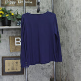 Attitudes by Renee Womens Knit Solid V-Neck Shirt Top A702854 Evening Blue M