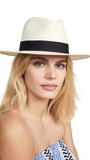 Rag & Bone Womens Straw Panama Wide Brim Hat W262181M2 Off White / Black S/M