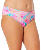 Salt + Cove Trendy Plus Size Tie-Dye Side-Tab Bikini Bottom Wave Pink Multi 1X