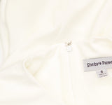 Shelby & Palmer Womens Chiffon Sleeve Knit Ruched Front Dress White 6