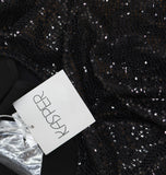 Kasper Womens Shine Sequin Ruffle Sleeve Top Blouse 10915717 Black S