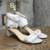 Jewel Badgley Mischka Lydia Evening Sandals Shoes Silver Tone Glitter Gray 11M