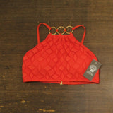 Vince Camuto Womens Crochet High-Neck Ring Bikini Top V33780 Tangerine Orange M