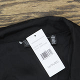 Rafaella Plus Size Notch Collar Satin Long Sleeve Button-Down Blouse Black 1X