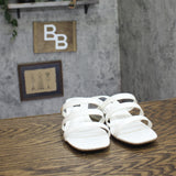 Jones New York Strappy Block Heel Slide Sandal Open Toe JNY-UNIKA White 8M