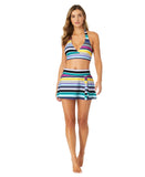 Anne Cole Barcode Stripe Halter Bikini Top Anne Cole Barcode Stripe Blue Multi L