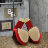 Sun + Stone Reemaa Block-Heel Platform Open-Toe Sandals 10018613300 Red 9W