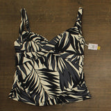 Anne Cole Drape Front Underwire Tankini Swim Top Palm Chic Black Multi 22W