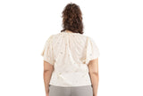 Black Tape Plus Size Printed Cotton Flutter-Sleeve Top Garden Way Off white 2X