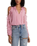1.state Womens Ruffled Cold-Shoulder Top 8129012