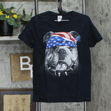 Sprit of America Womens Graphic Pitbull America Patriotic T-Shirt Tee Black M