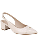 Giani Bernini Memory Foam Block Heel Slingback Pumps Bisque Croco Off White 8.5M