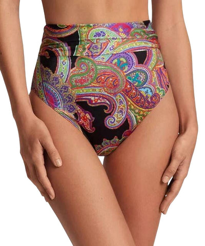 Lauren Ralph Lauren High-Waist Bikini Bottom Bordado Paisley Black 8