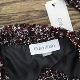 Calvin Klein Womens Open Front Tweed Blazer Jacket S47JW609 Black Red Multi 6