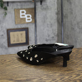A New Day Womens Katia Heels Satin Rhinestone Mule 94663385 Black 10M