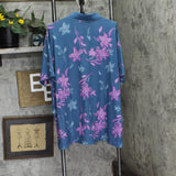 All In Motion Mens Floral Print Textured Polo Shirt 89765666 Blue / Lilac XXL