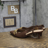 A New Day Womens Tabitha Oversized Chain Sling Back Heels 94305250 Brown 9.5M