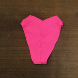 Becca Womens Modern Edge Textured Rib High-Waist Bikini Bottom 548657 Pink Glo S
