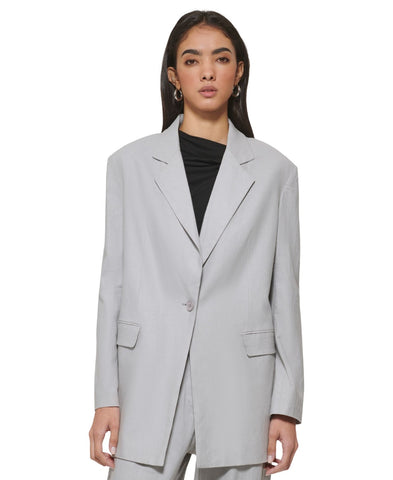 Dkny Jeans Womens Linen Business Two-Button Blazer Jacket P3DCUQ79